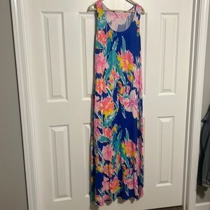 Lily Pulitzer tropical cotton knit maxi dress.